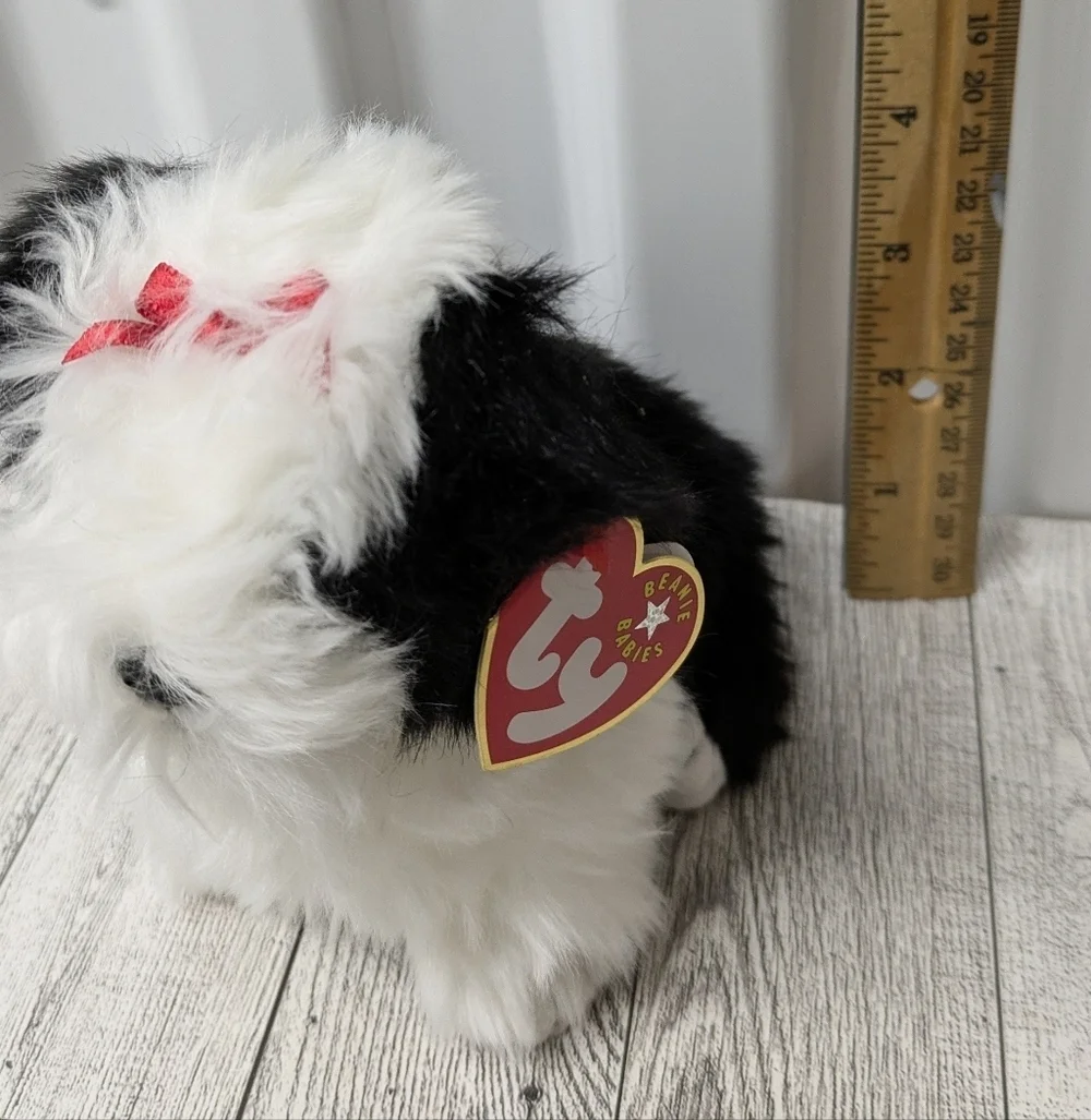 Ty Beanie Babies Black and White Plush with Red Bow
